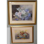 2 watercolours - Botanical scenes by Marion Broom - Approx image sizes: 73cm x 55cm & 54cm x 38cm