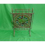 Stain glass and copper fire screen