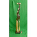 Large carved giraffe figure - Approx height 152cm