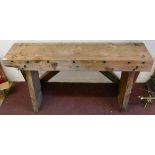 Vintage pine workbench - Approx size: W: 137cm D: 52cm H: 70cm