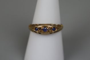 18ct diamond and sapphire 5 stone ring - Size O«