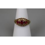 18ct gold and red stone ring Chester 1917 - Size O