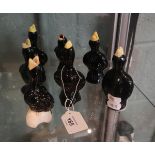 7 vintage Kitchen Craft ceramic blackbird pie funnels