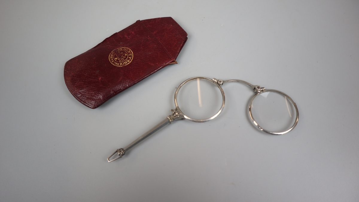 Pair of silver lorgnettes by C W Dixey and son - Optician to the King