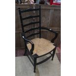 Arts & Crafts ebonised armchair