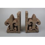 Stone Fleur de lis bookends