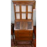 Small Art Nouveau bureau bookcase - Approx size: W: 72cm D: 39cm H: 172cm