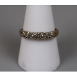9ct gold diamond half hoop ring - Size R