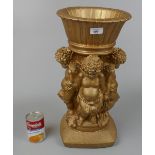 Cherub themed gilt planter