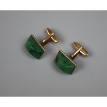 Pair of 9ct gold jade set cufflinks approx gross weight 15.4g