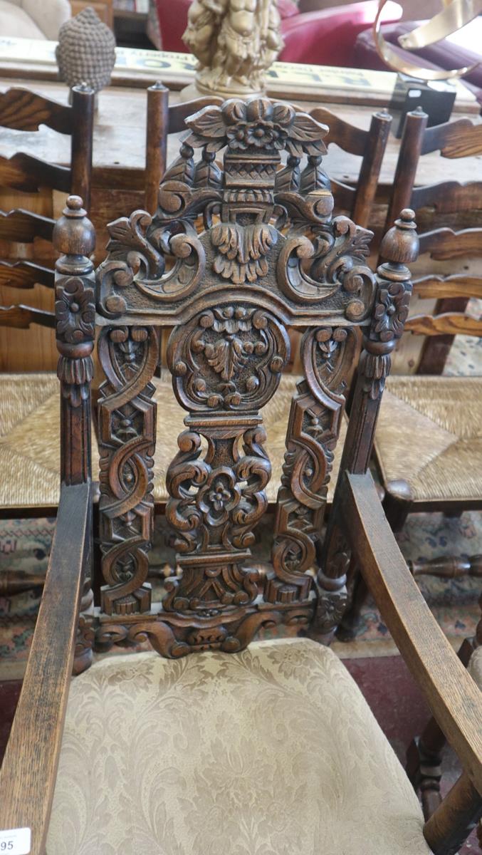 Pair of good carved 17th century style armchairs - Image 2 of 4