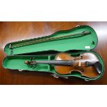 Adult full size violin - label inside together with a French bow