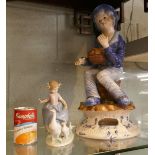 Large Capodimonte figure together with Lladro figure - Approx height of tallest: 45cm