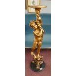 Antique gilt cherub torchere plant stand - Approx height: 102cm