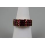 9ct gold ruby and amethyst set ring - Size: K