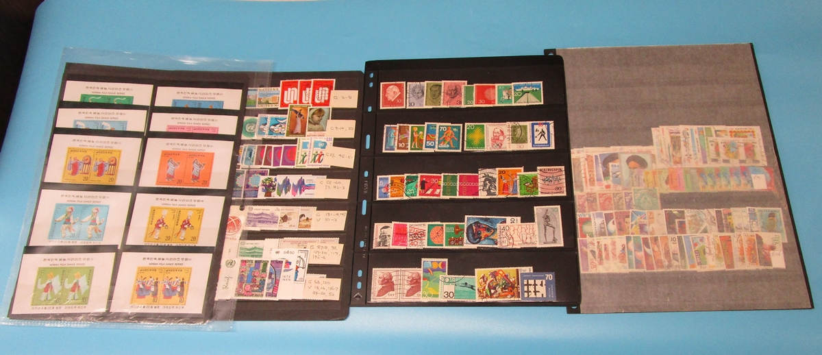 Stamps - Foreign on stock cards including Korea sheetlets