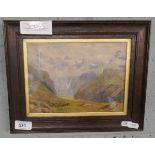 Watercolour atmospheric mountain landscape by J E Salmon - Approx IS: 22cm x 15cm