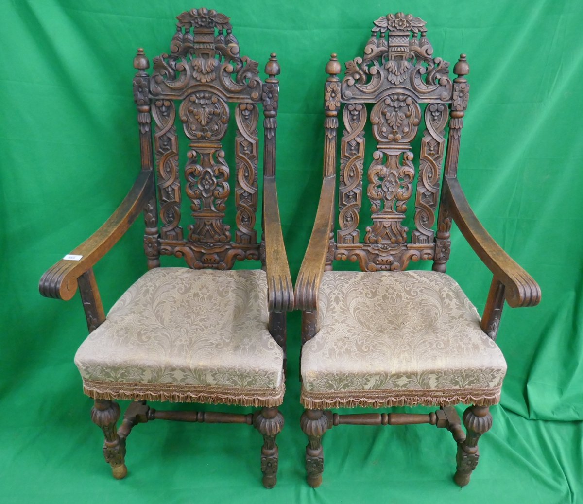 Pair of good carved 17th century style armchairs