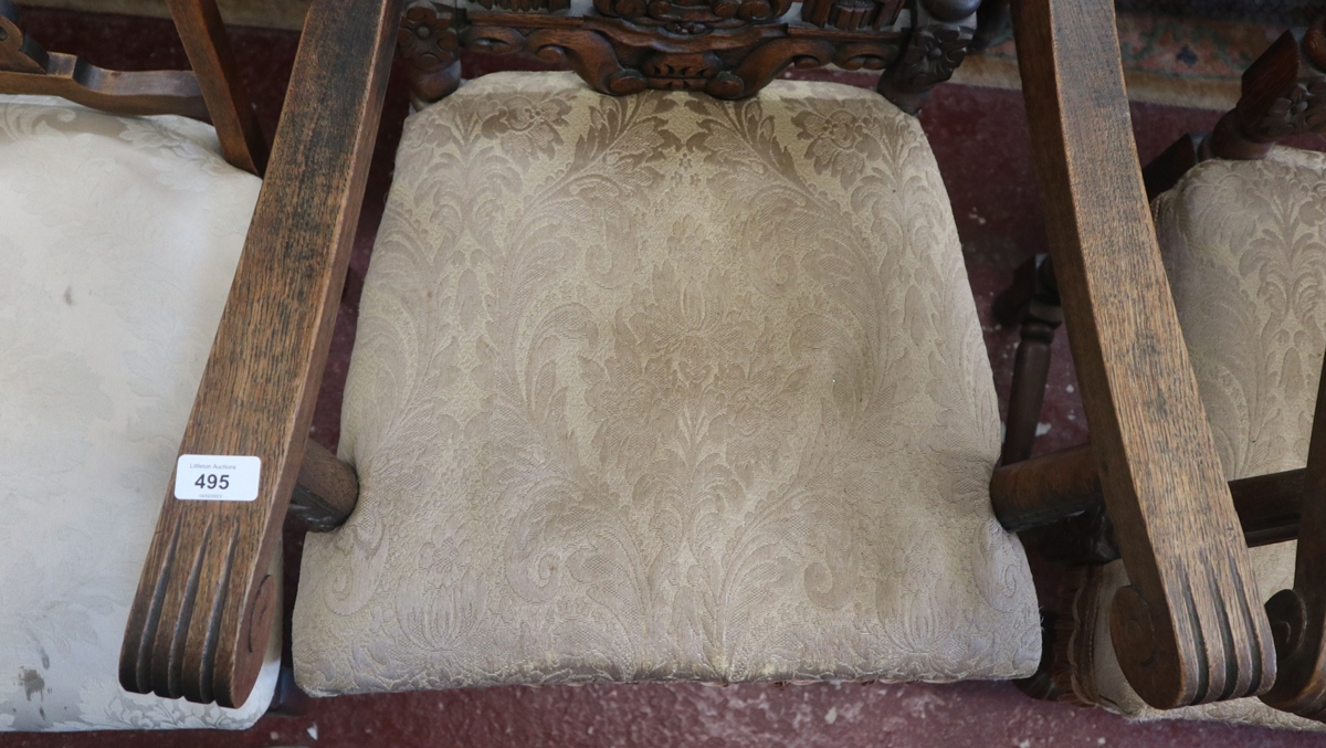 Pair of good carved 17th century style armchairs - Image 3 of 4