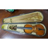 Antique adult size violin 7/8 - In rosewood case marked W E Hill and Son London