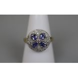 18ct gold tanzanite and diamond set ring - Size: P