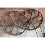 Pair of cast iron shepherds hut wheels