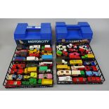 2 Matchbox carry cases to include 24 playworn cars in each