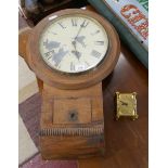 Walnut wall clock together with a Smith's brass engraved mantle clock