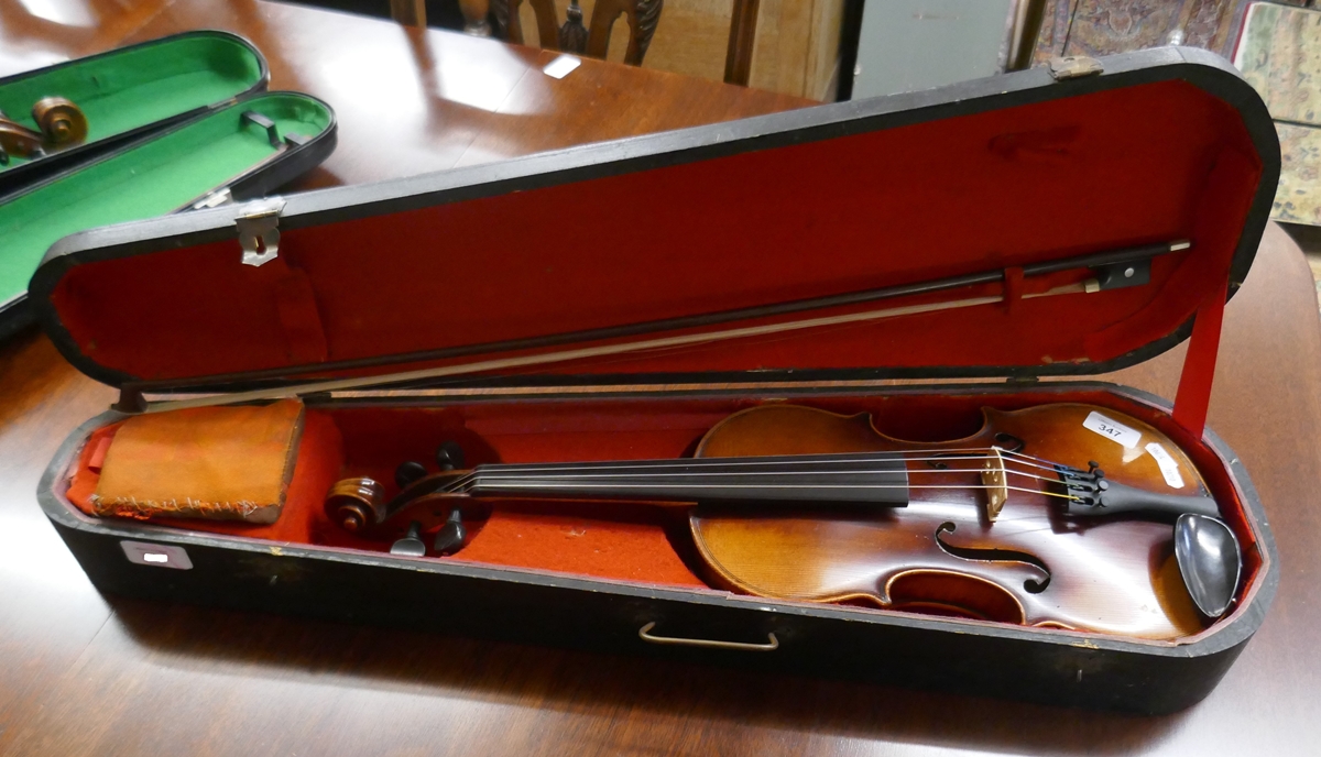 Full size violin in case - German late 19thC