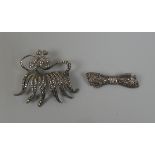 2 1930s silver marcasite brooches