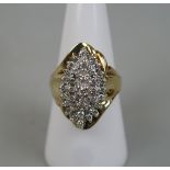 9ct gold diamond set ring - Size: O
