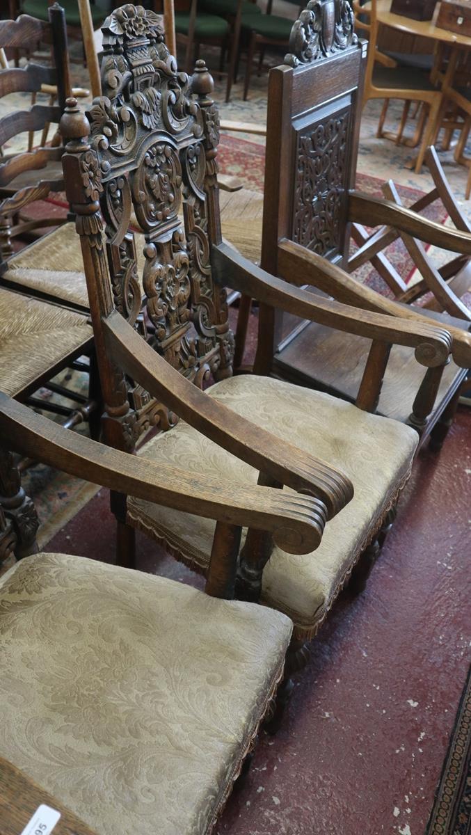 Pair of good carved 17th century style armchairs - Image 4 of 4