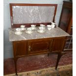 Marble topped inlaid washstand - Size: W:92cm D:43cm H:117cm