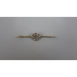 Antique 15ct gold sapphire and pearl bar brooch