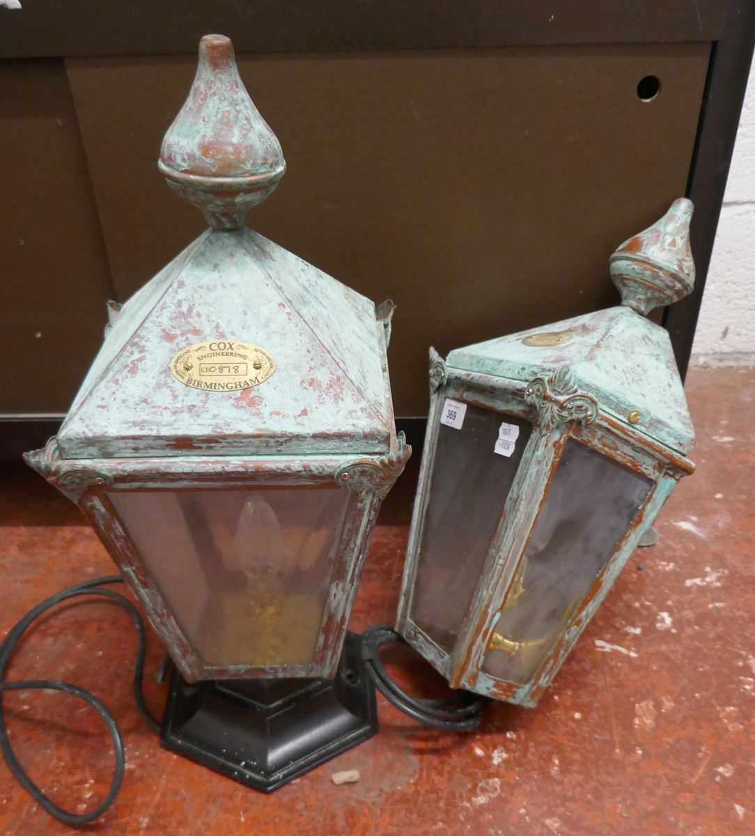 2 Victorian style copper outdoor lamps