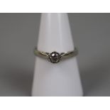 9ct white gold diamond solitaire ring - Size: O