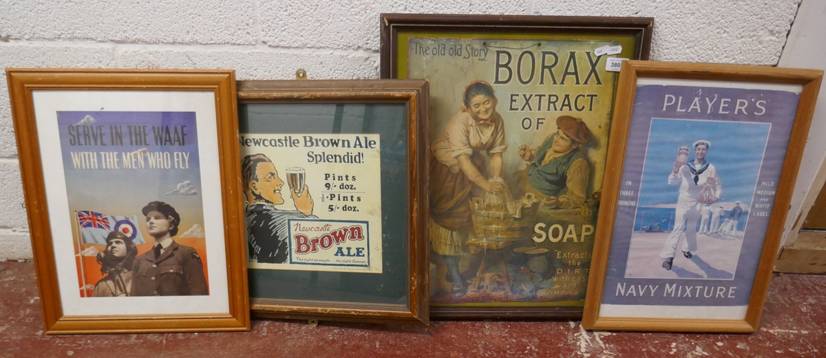 4 framed advertising posters