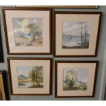 Set of 4 watercolours by Peter Robinson - Approx image sizes: 33cm x 33cm