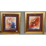 Pair of signed David Wilcox watercolours - Approx IS: 29cm x 23cm