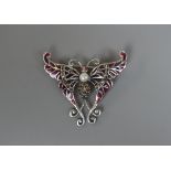 Silver enamel butterfly brooch/pendent