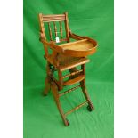 Edwardian beech child's metomorphic highchair/rocking chair