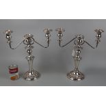 Pair of silver plate 3 branch candelabra - Approx height: 37cm