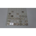 Collection of silver 1 shilling coins