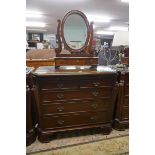 Mahogany chest of drawers with vanity mirror - Approx size W: 104cm D: 46cm H: 89cm