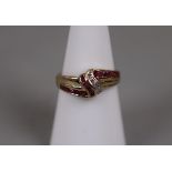 9ct gold ruby and diamond set ring - Size N