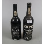 2 bottles of Port - Dow's 1980 together with Kopke 1970