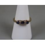 9ct gold diamond and sapphire ring - Size O