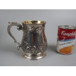 Early hallmarked silver embossed tankard with London marks - Approx weight 377g