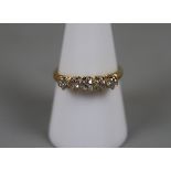 Antique 18ct gold 5 stone diamond ring - Size P«