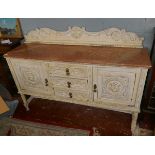 French marble top shabby chic sideboard - Approx size W: 170cm D: 48cm H: 123cm